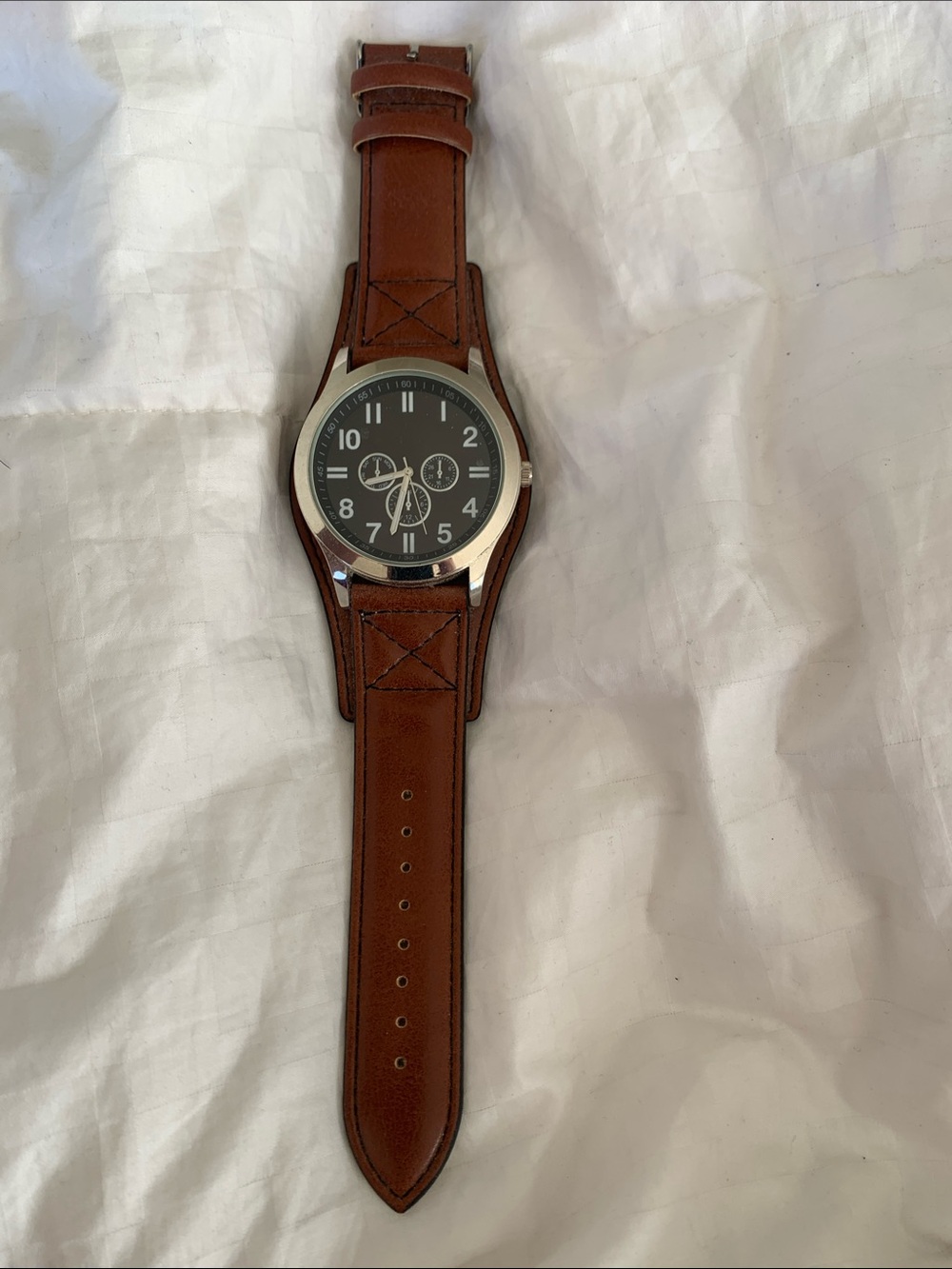 Men's Brown Leather Watch Strap Wristwatch - Classic Style
